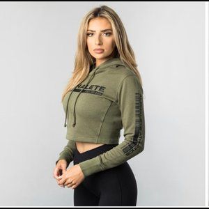 Alphalete Tactical Crop Hoodie in Army - S